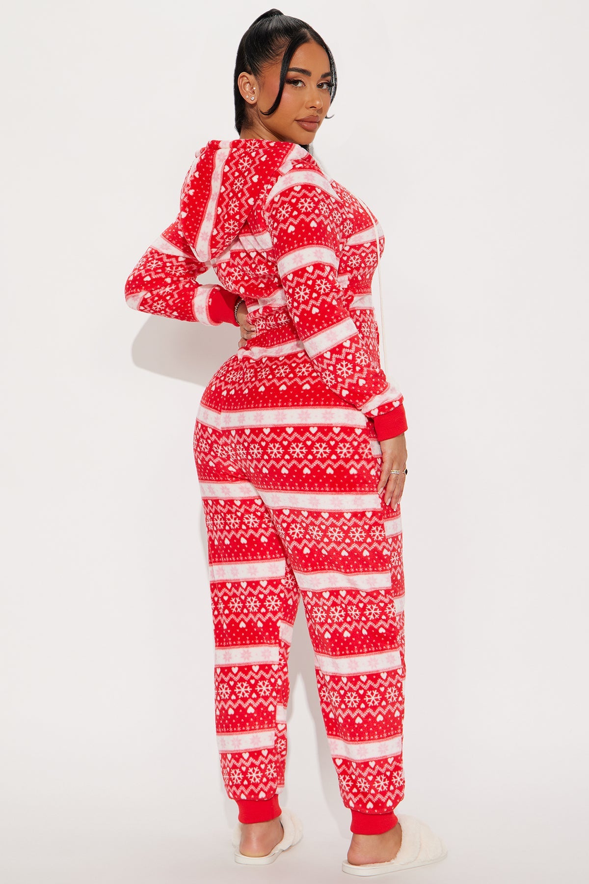 Santa's Favorite Plush PJ Jumpsuit Onesie - Red/combo